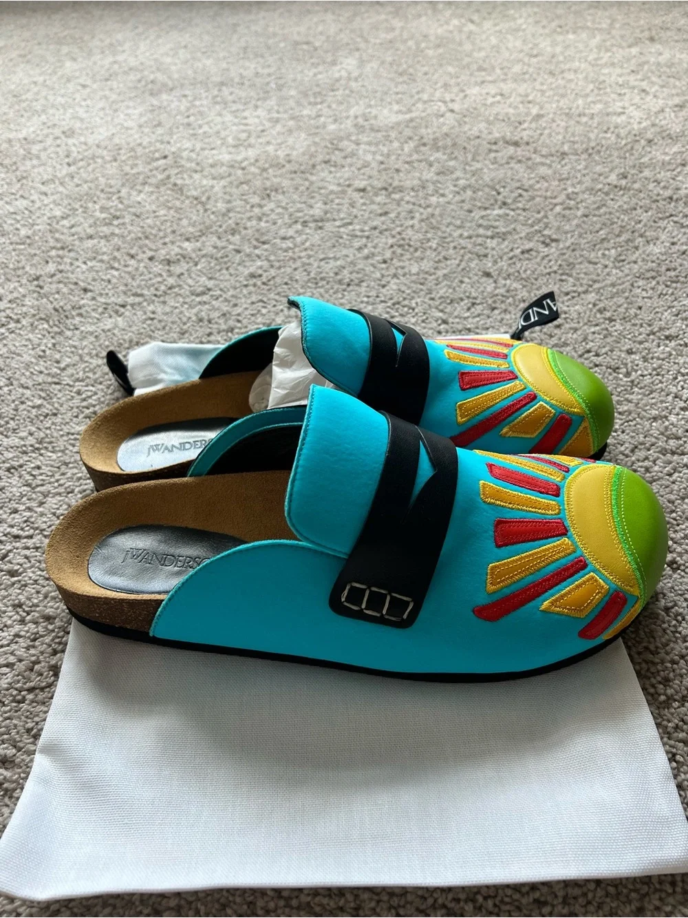 Men's Turquoise Sunburst Slide Sandals by MCM
